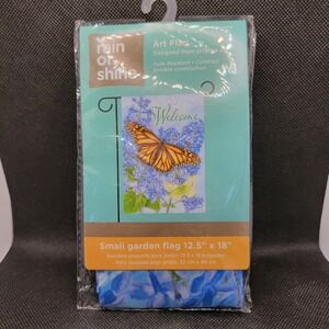 SOARING BUTTERFLY WELCOME 12.5" X 18" GARDEN FLAG RAIN OR SHINE